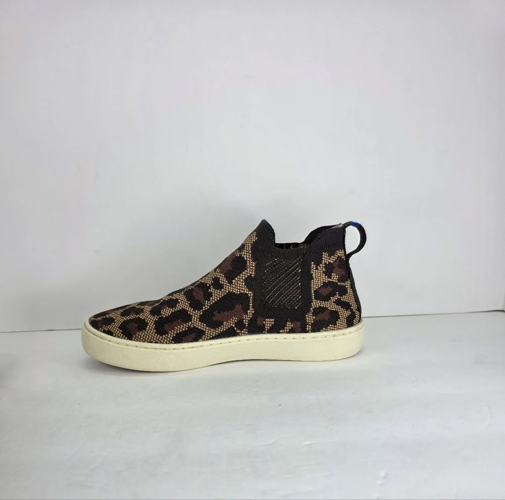 Rothy's The Chelsea Wildcat Ankle Boot Sneakers‎ Pull On Leopard Print Size 5